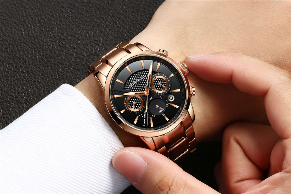 CRRJU 2212 Waterproof Calendar Men Watches Fashionable Stainless Steel Strap Quartz Watch - 0.15kg