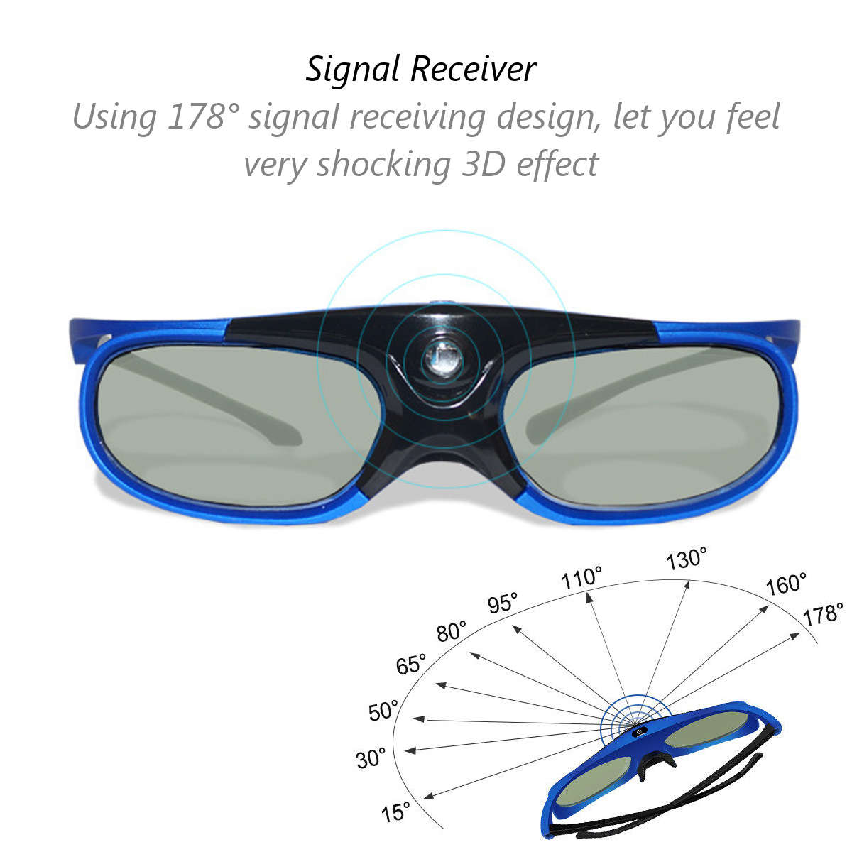 DLP-Link 3D Projector Active Shutter Glasses Rechargeable Battery Powered - 0.08kg