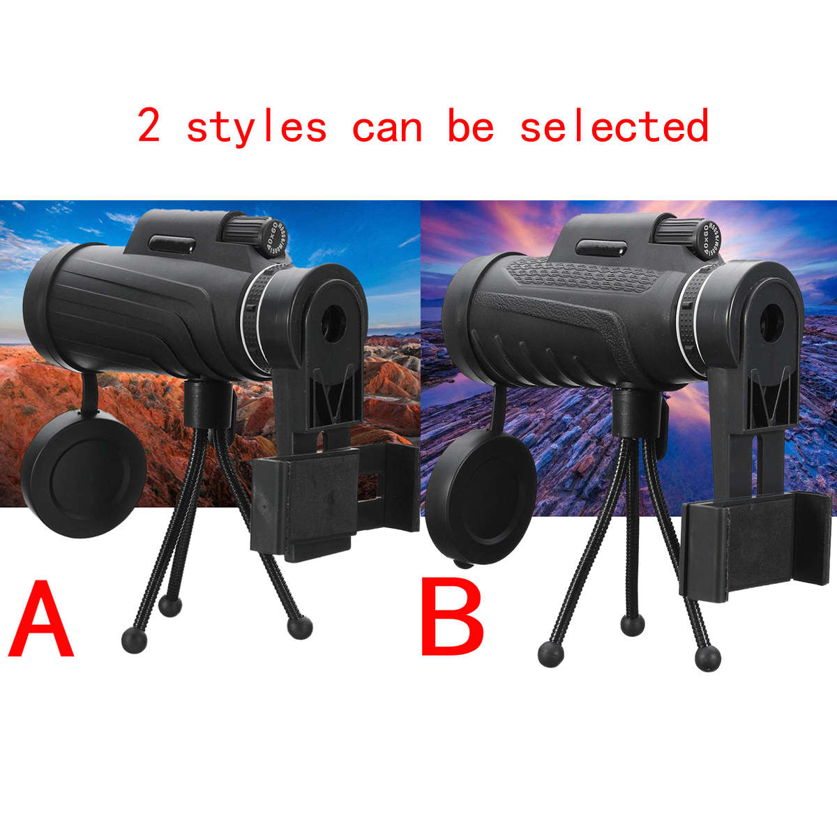PANDA 40X60 HD Zoom Lens Camping Travel Waterproof Monocular Telescope+Tripod+Clip for Cell Phone -