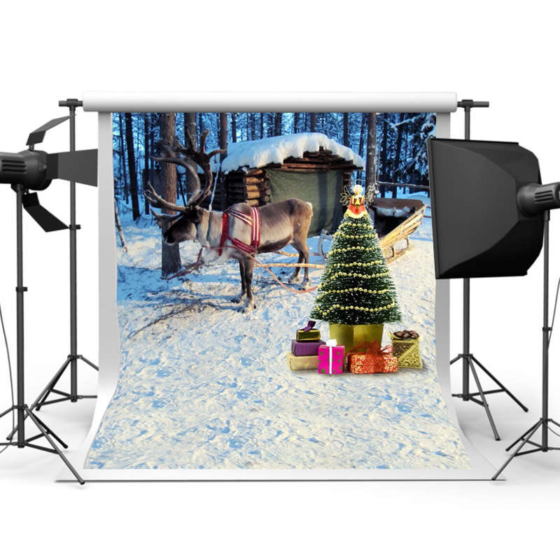 7x5ft Christmas Deer Xmas Photography Backdrop Vinyl Studio Background Photo Props - 0.37kg