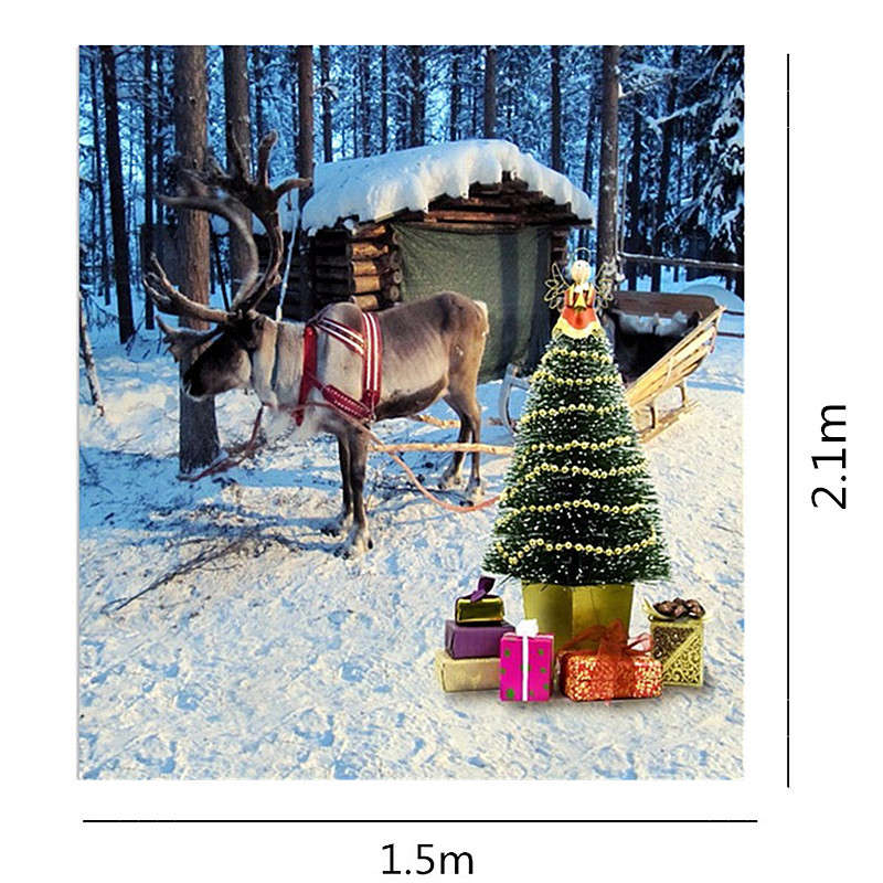 7x5ft Christmas Deer Xmas Photography Backdrop Vinyl Studio Background Photo Props - 0.37kg
