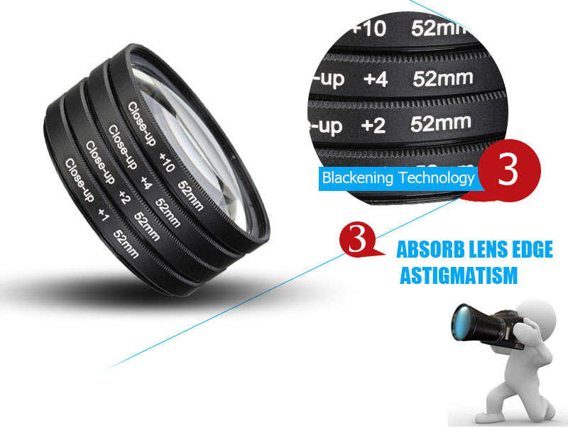 52mm Macro Close Up Filter Lens Kit +1 +2 +4 +10 for Canon Nikon DSLR SLR Camera - 0.14kg