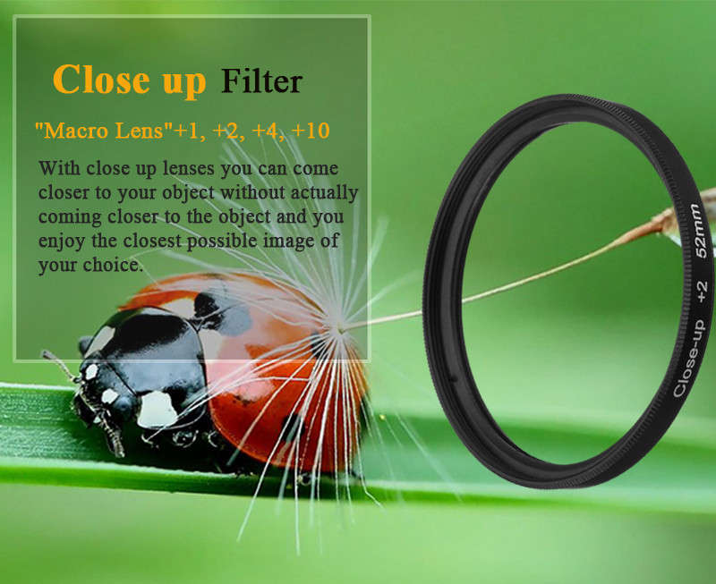 52mm Macro Close Up Filter Lens Kit +1 +2 +4 +10 for Canon Nikon DSLR SLR Camera - 0.14kg