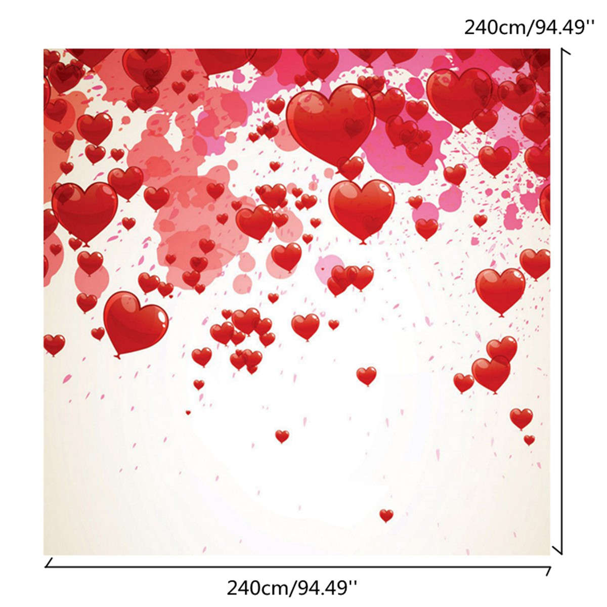 8X8FT Vinyl Love Heart Photography Background Studio Backdrop Wedding Photo Prop - 0.59kg