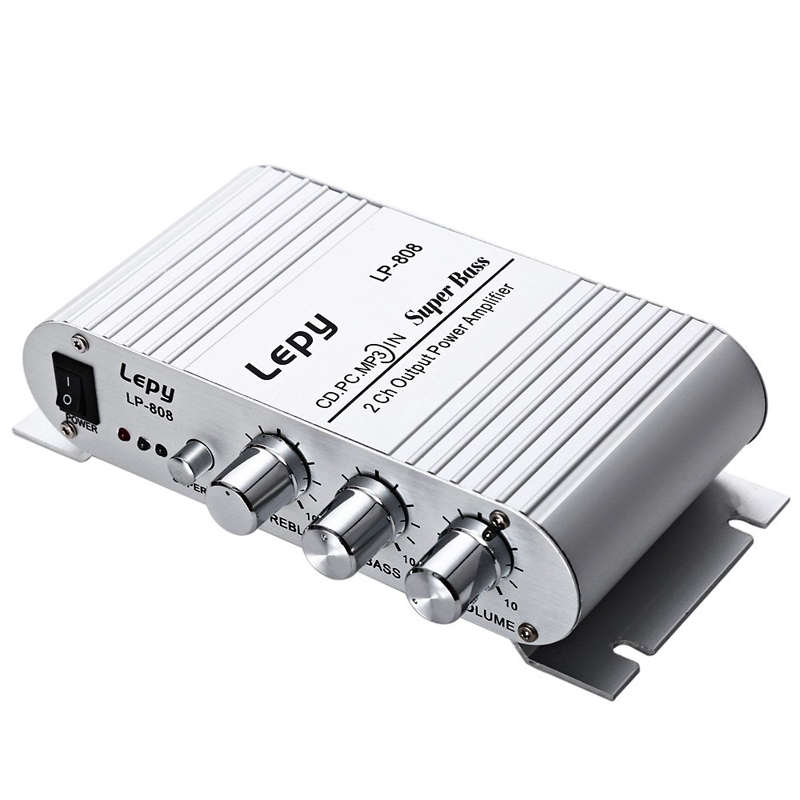 Lepy LP-808 12V MiNi Portable Wired HiFi Amplifier For Home Car Phone - 0.08kg
