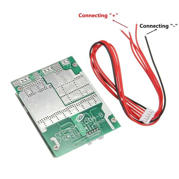 4S 100A 12V LiFePo4 18650 Battery Cell BMS Protection Board + Balance With Cable - 0.05kg