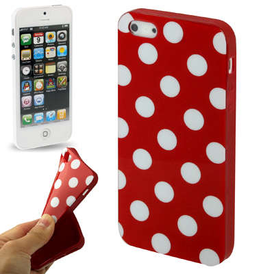 Red and White Dot Pattern Shape TPU Shell for iPhone 5 and 5s