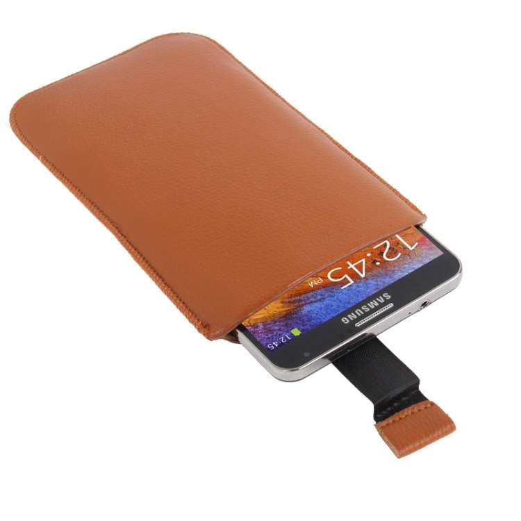Leather Case Pocket Sleeve Bag with Pull Up Tab for iPhone 6 Plus / Samsung Galaxy Note 4 / Note 3