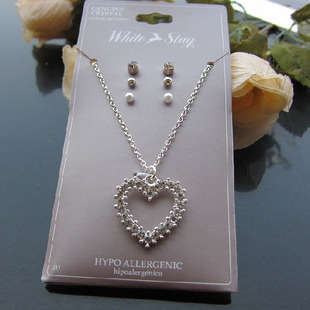 lovely heart necklace&earrings set