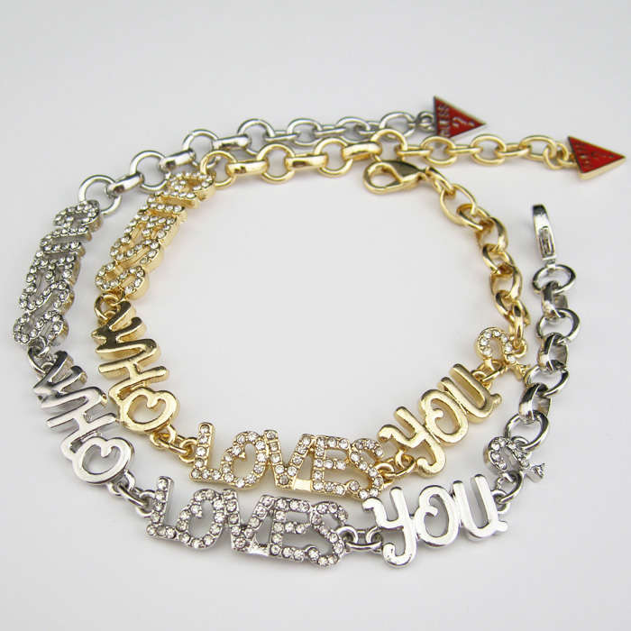 Gorgeous "Guess" Large Letter Bracelet "GUESS WHO LOVES YOU" Available in GOLD or SILVER