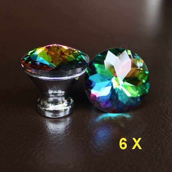 10 Pcs Knobs Handle Glass Cupboard Wardrobe Cabinet Door Drawer Grip 30mm