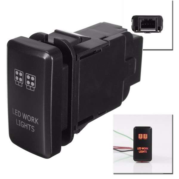 ABS 12V 3Amp Push Switch Red LED Light Bar For Toyota Fortuner Hilux Tacoma 2005-2011