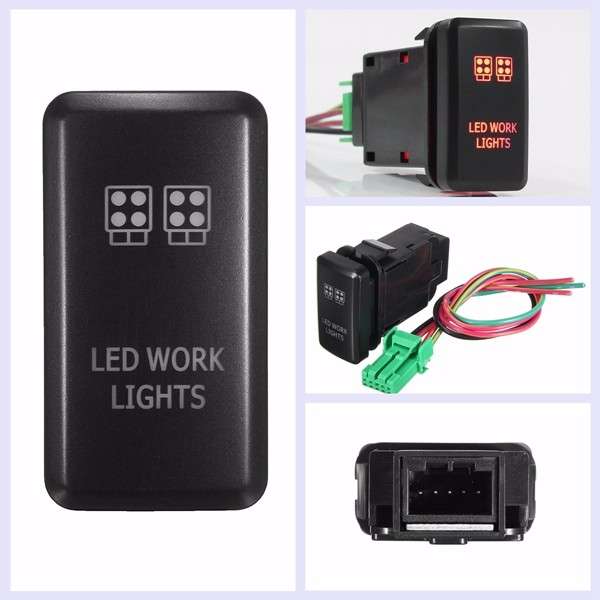 ABS 12V 3Amp Push Switch Red LED Light Bar For Toyota Fortuner Hilux Tacoma 2005-2011