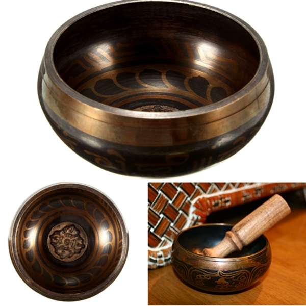 95mm Yoga Bowl Tibetan Brass Buddhism Chime Bronze Acoustic Resonance Meditation Well-being