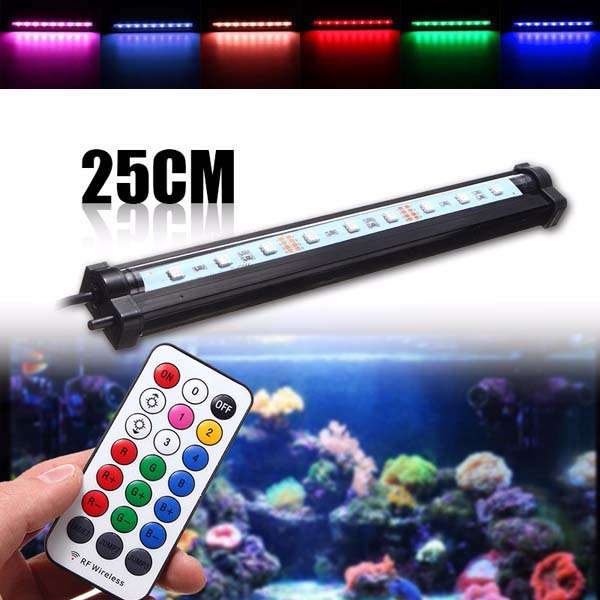 25CM RGB SMD5050 Rigid LED Strip Light Air Bubble Aquarium Fish Tank Lamp + Remote Control AC220V