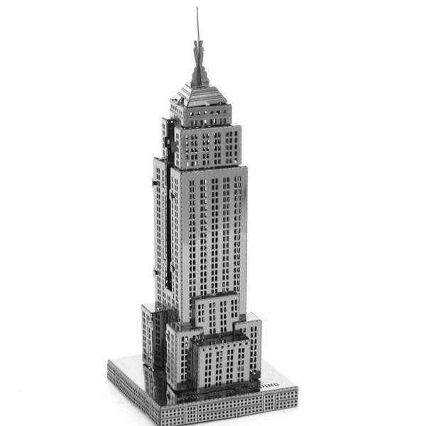 Aipin DIY 3D Puzzle Stainless Steel Model Kit Empire State Building Silver Color