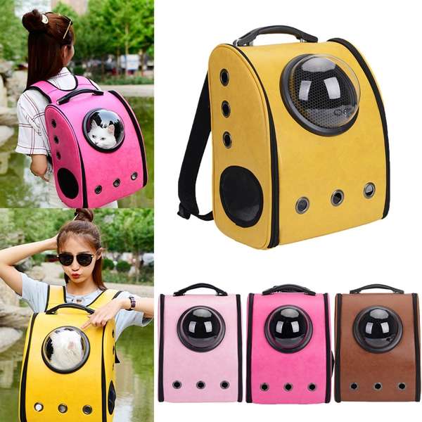 Dog Cat Pet Astronaut Capsule Backpack Carrier Box With Transparent Breathable Cover