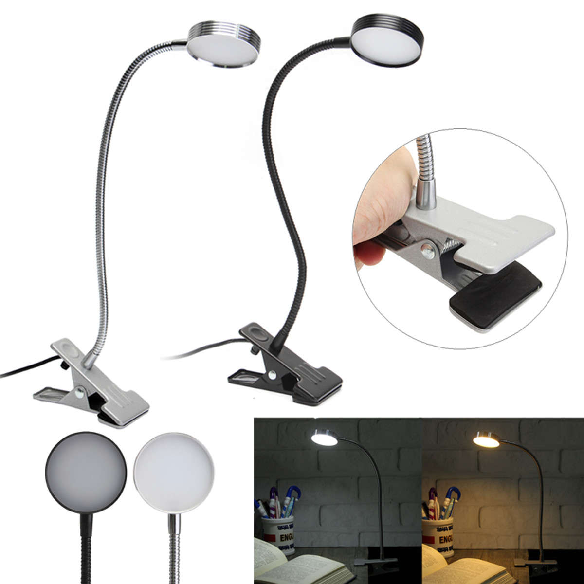 5W Flexiable USB Clip-On LED Table Desktop Light Bedside Laptop Bed Reading Lamp -* F