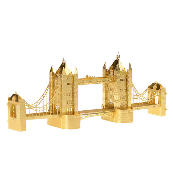 Aipin DIY 3D Puzzle Stainless Steel Model Kit Tower Bridge Brass Color