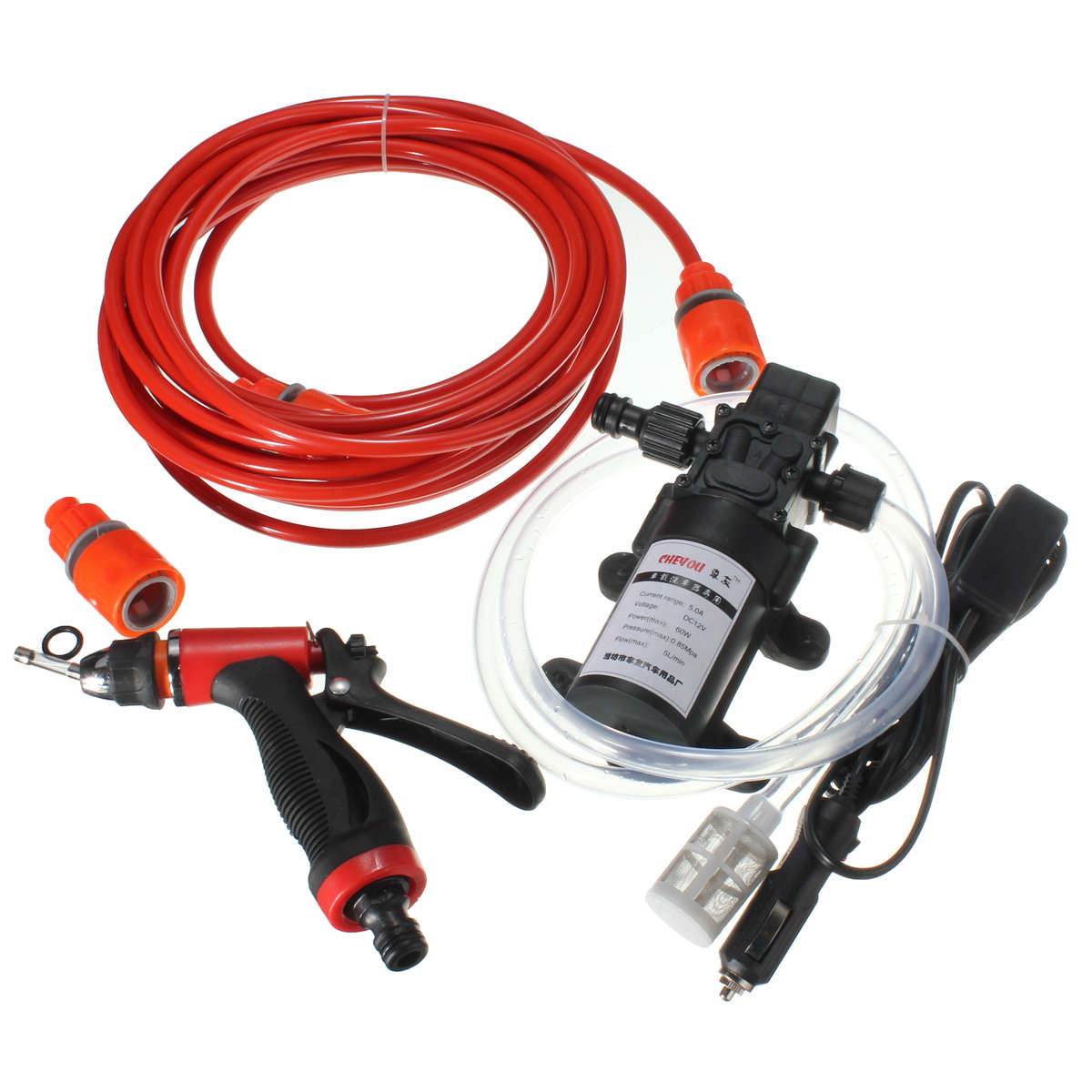 60W 12V High Pressure Car Portable Washer Water Pump Set Water Gun Fuse