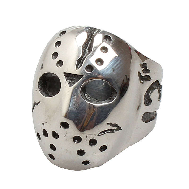 Punk Rock Cool Skull Mask Stainless Steel Men Ring Jewelry Clothing Accessories
