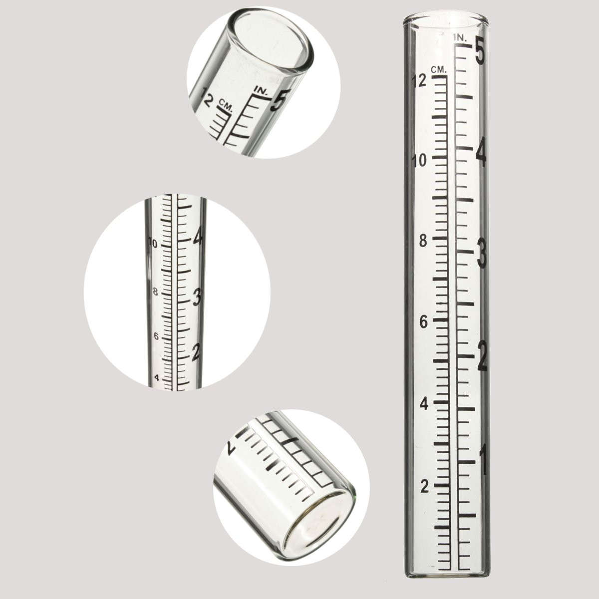 5Inch Capacity Glass Rain Gauge Rainfall Pipe