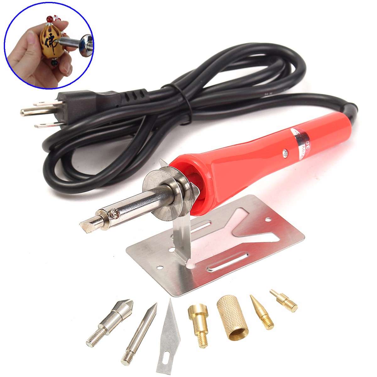 9pcs Wood Burning Pen with Extra Tips Craft and Hobby Tool Kit Wood Working Tools