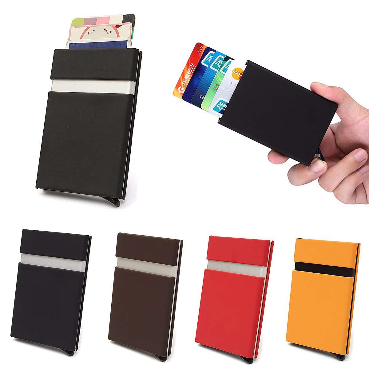 RFID Card Protector Cases Automatic Pop Up Card Holder Thin Slim Aluminium Credit Card Holder Walle