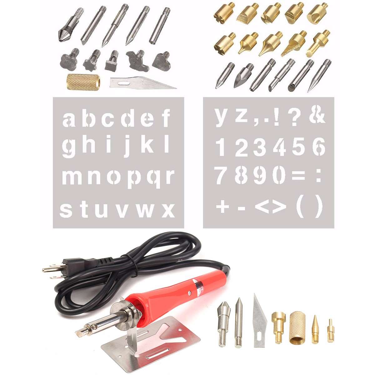 37pcs Wood Burning Pen with Extra Tips and Stencils - Deluxe Craft and Hobby Kit