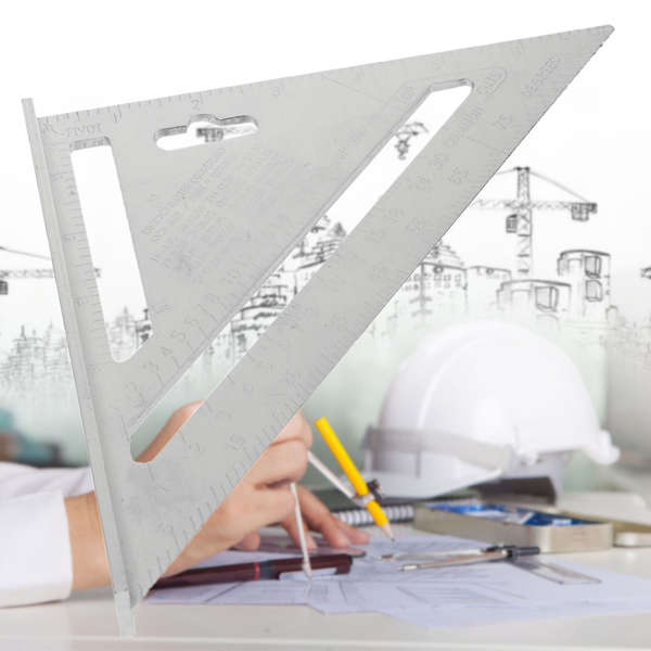 7inch Aluminum Alloy Roofing Rafter Square Triangle Ruler Protractor Measuring Tool
