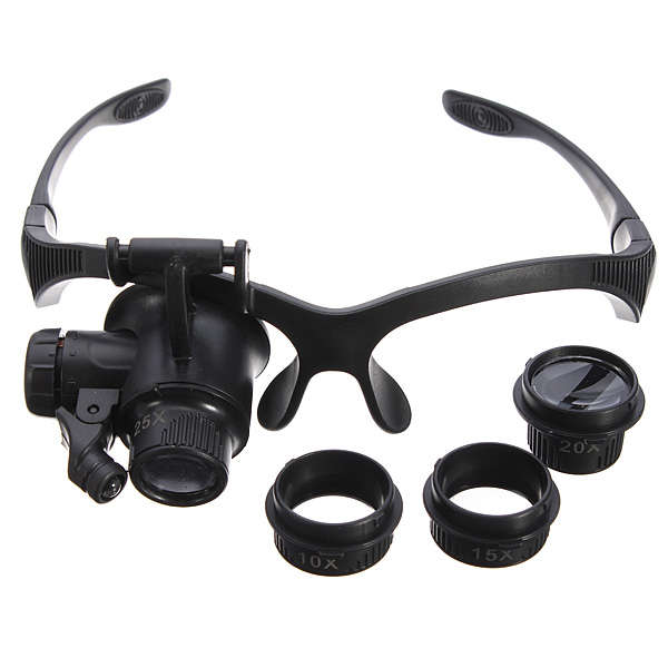 4 Lens Headband LED Magnifier Magnifying Loupe Glass