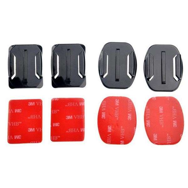 2 Flat and 2 Curved Adhesive Mounts With 3M Adhesive Pads For Gopro Xiaomi Yi SJ4000