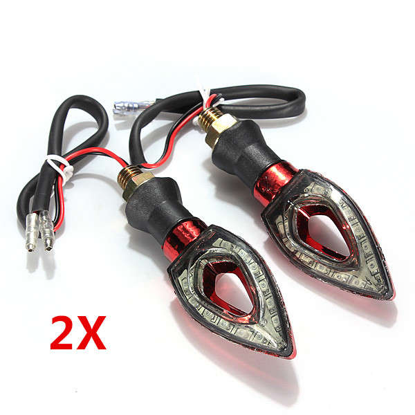 4 X Red Universal Motorcycle 12 LEDs Turn Light Indicator Lamp