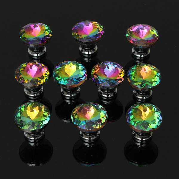 10 Pcs Knobs Handle Glass Cupboard Wardrobe Cabinet Door Drawer Grip 30mm