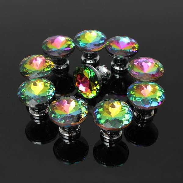 10 Pcs Knobs Handle Glass Cupboard Wardrobe Cabinet Door Drawer Grip 30mm