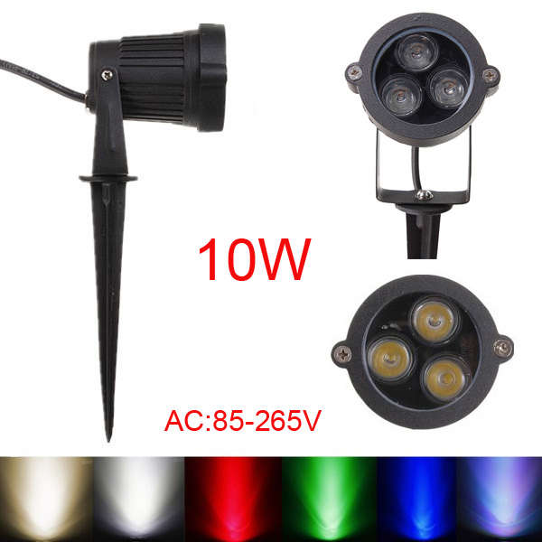10W LED Flood Spot Light With Rod For Garden Wall Yard IP65 DC 12-24V