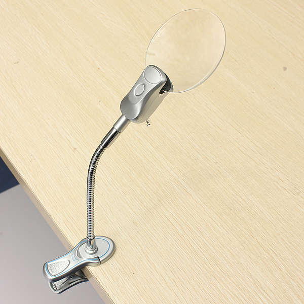 2.5x90mm 4x21mm 2LED Magnifier Clip-on Desk Table Magnifying Glass