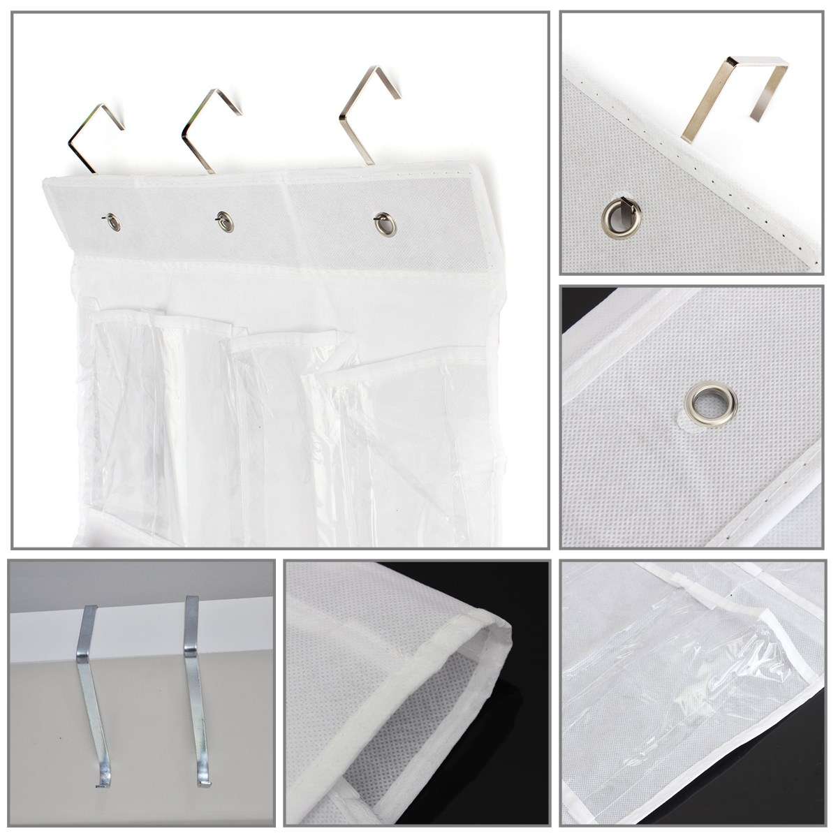 24Pocket Hanging Over Door Stainless Steel Holder Shoes Nonwoven Fabric Organizer Storage Door Wall
