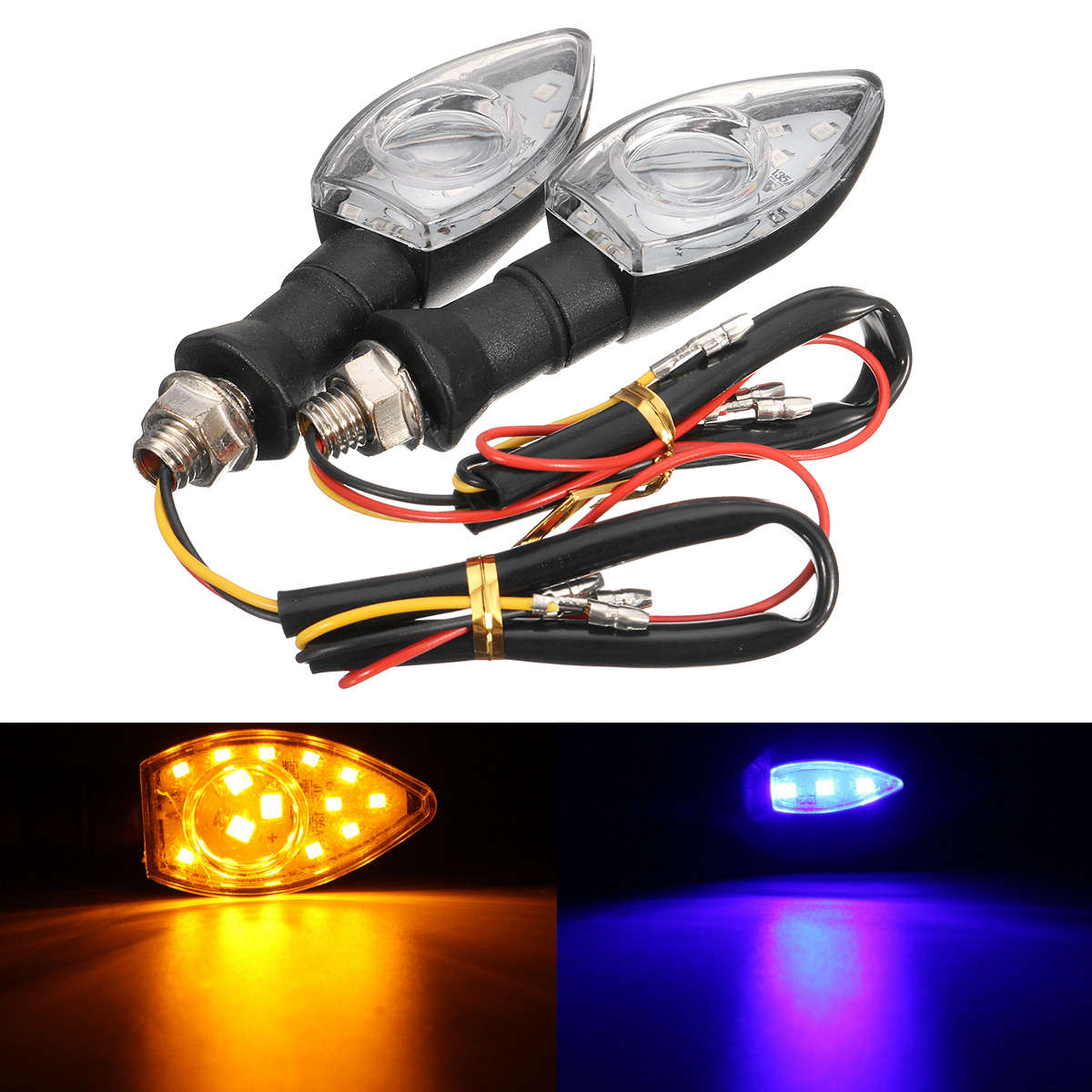 Motorcycle Bike LED Turn Signal Indicator Running Light Lamp Amber Purple Blinker