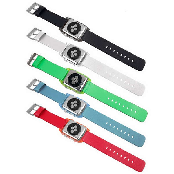 38mm New PC Case Silicone Wacth Band Strap Watchband Protective Cover For Apple Watch