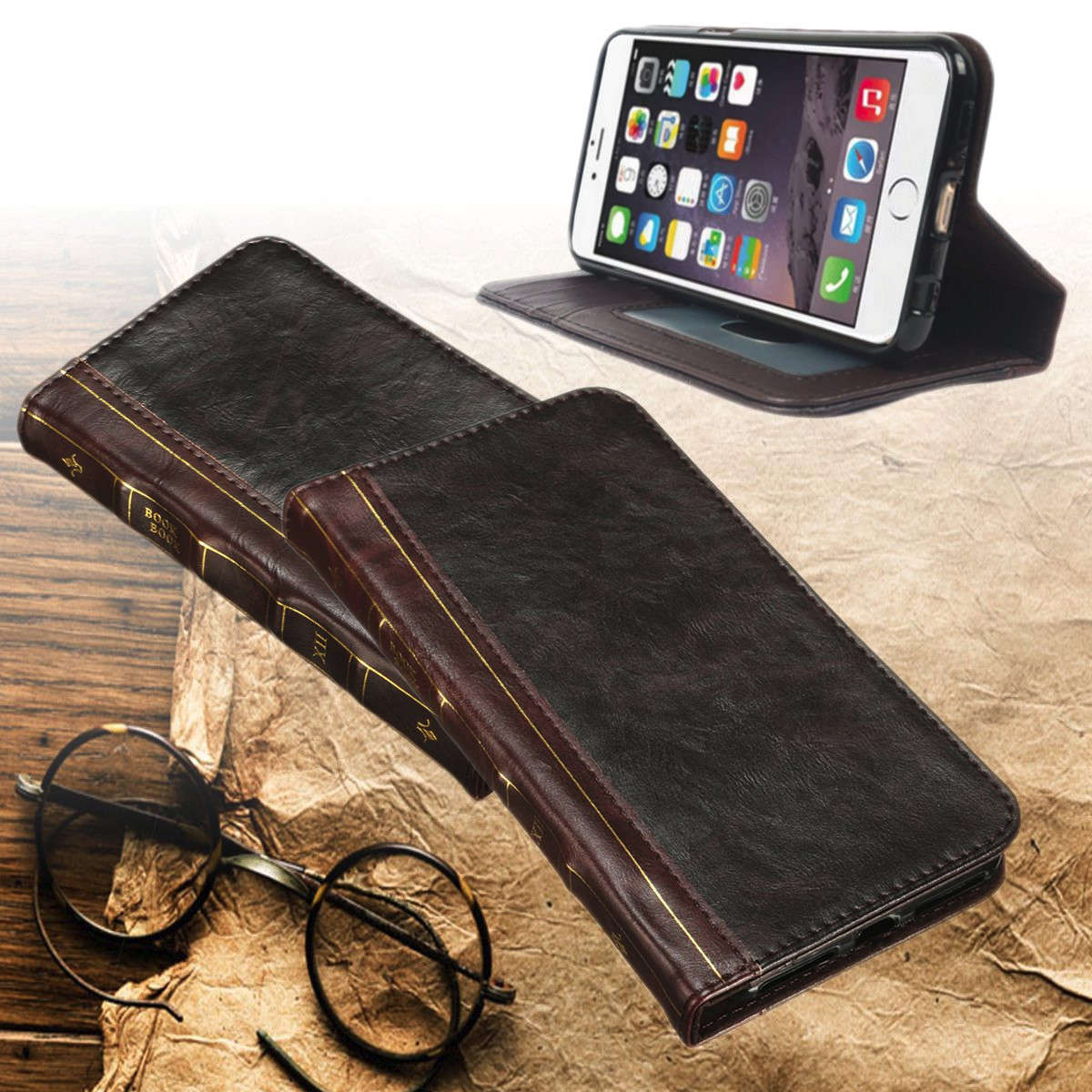 Retro Flip Wallet PU Leather Vintage Book Card Case Cover For iPhone 7/ Plus -* 4.7 Inches