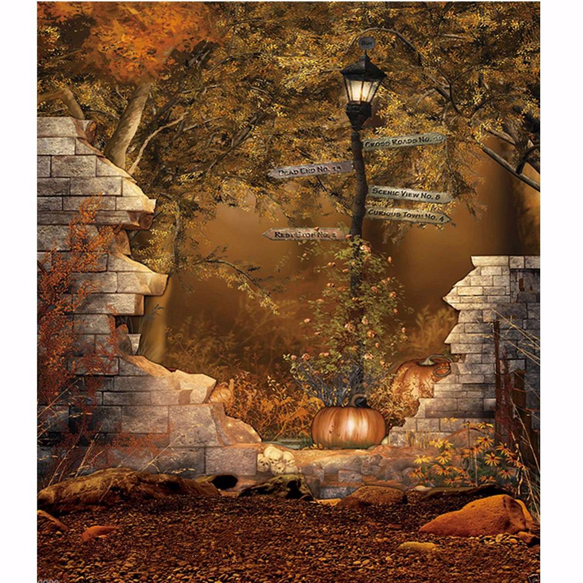 5x7ft Halloween Street Lamp Backdrop Photography Props Studio Photo Background