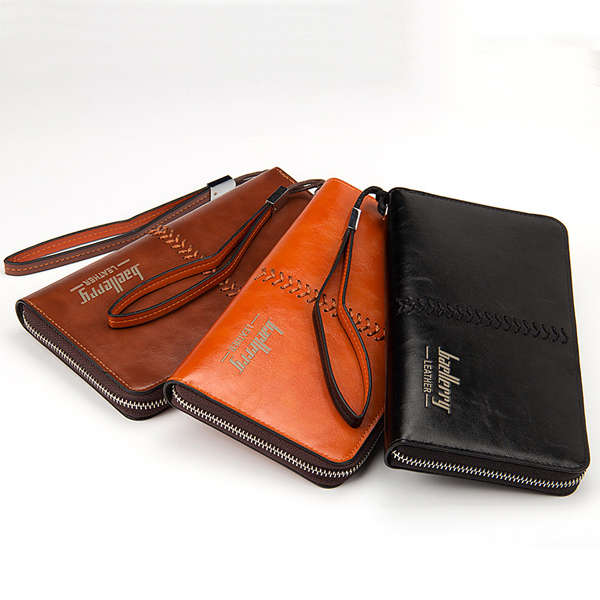 Men Wallets Baellerry Business Mens Wallet Clutch Bag High Quality Leather Zipper Long Purse Portefe
