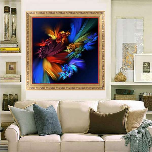 35x35CM 5D Diamond Painting Colorful Flower DIY Embroidery Cross Stitch Home Decor