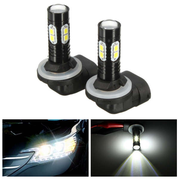 2Pcs 881 889 50W 1000LM 6000K LED White Light Bulbs Car Fog Driving DRL Lamp