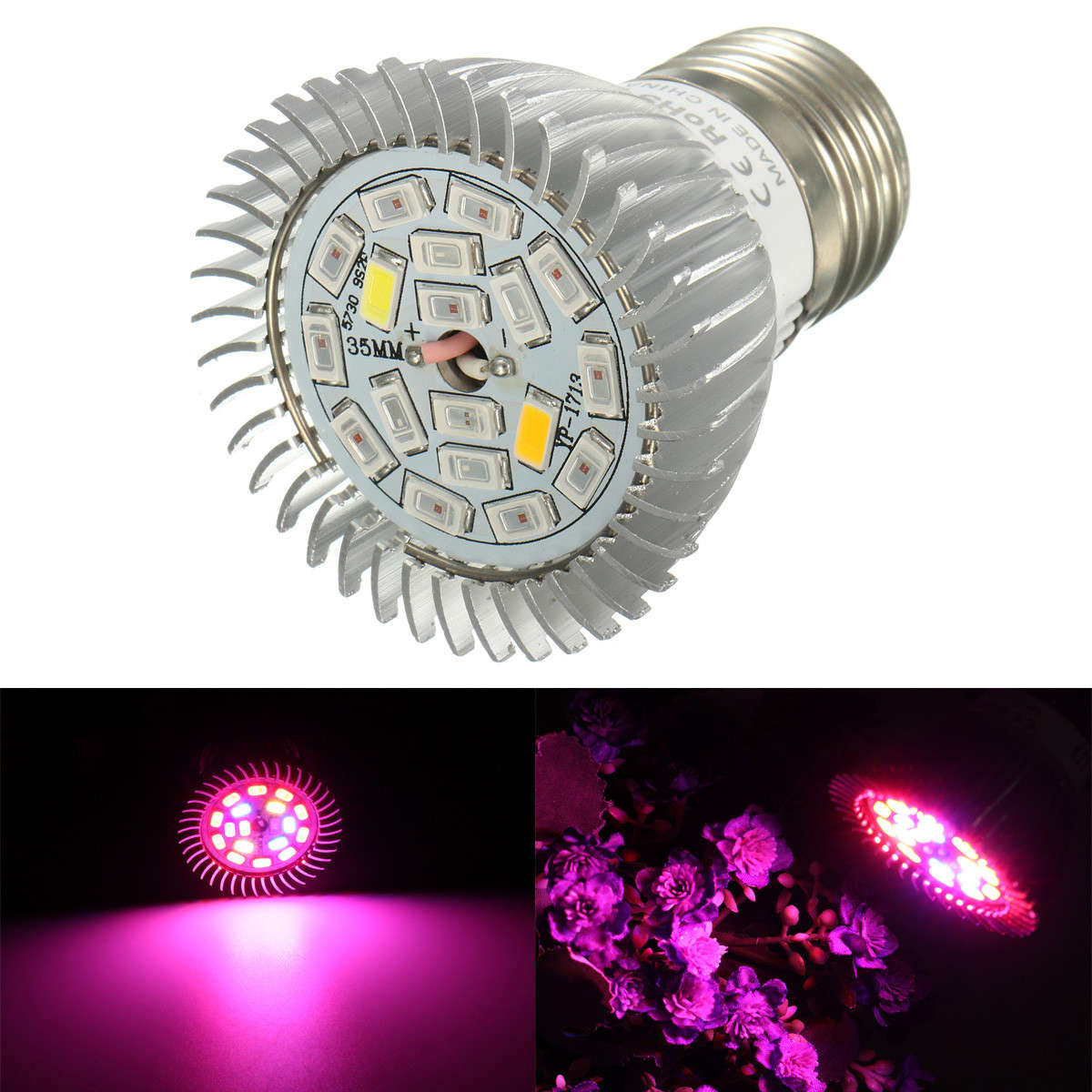 E27 18W LED Plant Grow Light Full Spectrum Cultivation Lamp for Hydroponics Flowers Plants