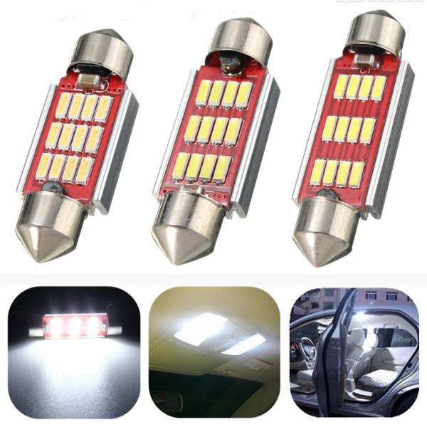 36 39 42mm 12SMD 4014 LED Canbus Error Free Festoon Interior Light Bulb White