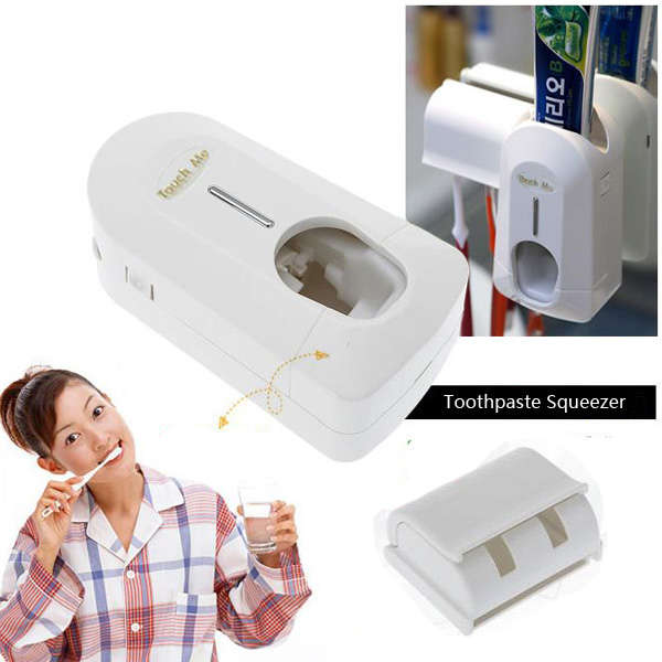 Plastic Automative Toothpaste Squeezer With Toothbrush Holder Bathroom Set