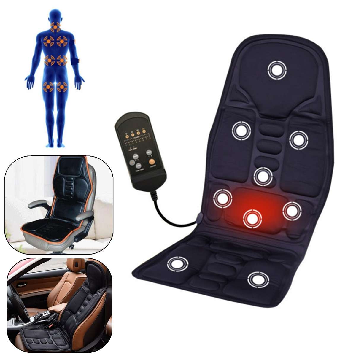 Neck Lumbar Back Pain Relief Massage Heating Relaxation Mat Seat Cushion Vehicle-mounted Household