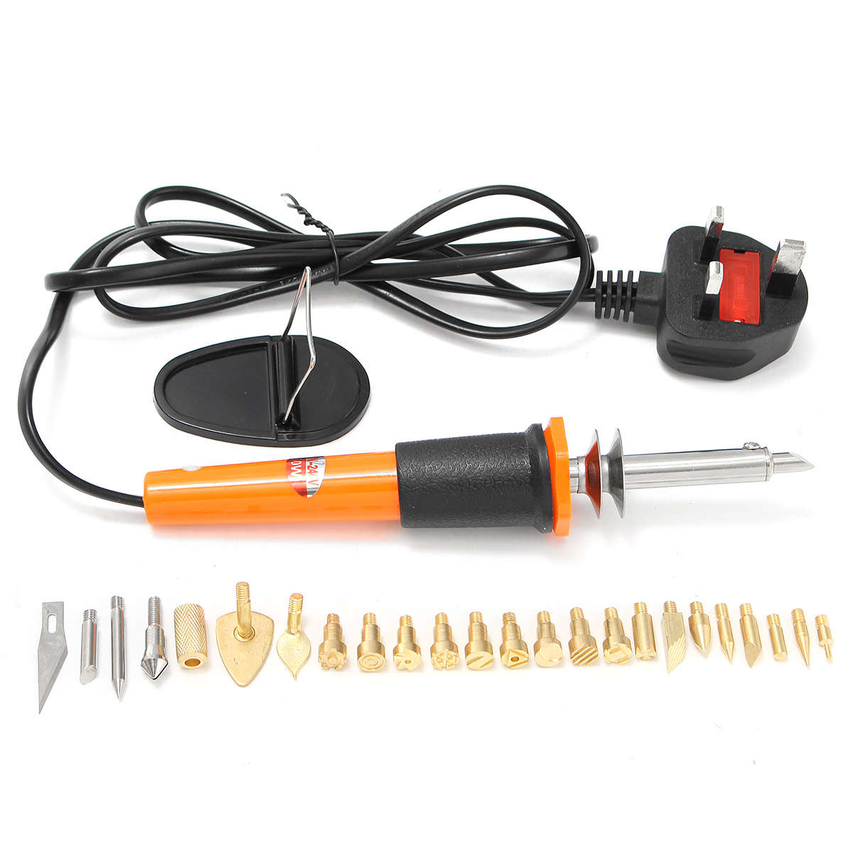 30W Pyrography Tool Wood Burning Carft Woodburning Pen with 24 Tips + Stand